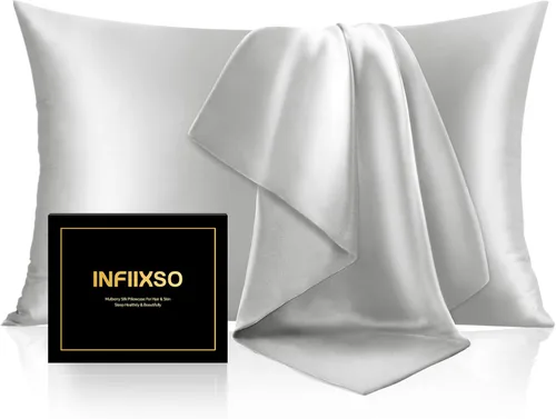Vista 63 de INFIIXSO Funda de almohada de seda de morera, para cabello y piel, tamaño estándar, cremallera oculta, 20 x 26 pulgadas, suave y refrescante