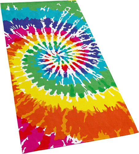 Vista 7 de Softerry Tie Dye Beach Towel 30 x 60 inches 100% Cotton Velour One Side Printed (Blue Tie Dye, 30" x 60") (Pack of 2)