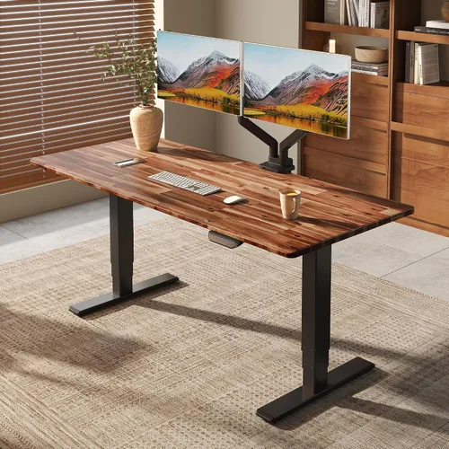 Vista 14 de FLEXISPOT E6 MAX Woodix - Escritorio de pie de madera maciza de acacia de 48 x 24 pulgadas, doble motor, resistente, capacidad de 330 libras