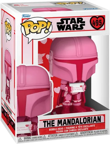 Vista 2 de Star Wars: Valentines - Mandalorian [Din Djarrin] Funko Pop! Figura de vinilo (paquete con funda protectora compatible con Pop Box), multicolor