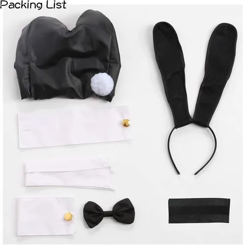 Vista 4 de Traje de conejo, disfraz de conejo, disfraz de cosplay para mujer, conjunto completo con medias