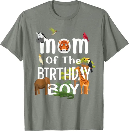 Vista 35 de Camiseta de fiesta de animales con temática de zoológico para niño de cumpleaños, Negro