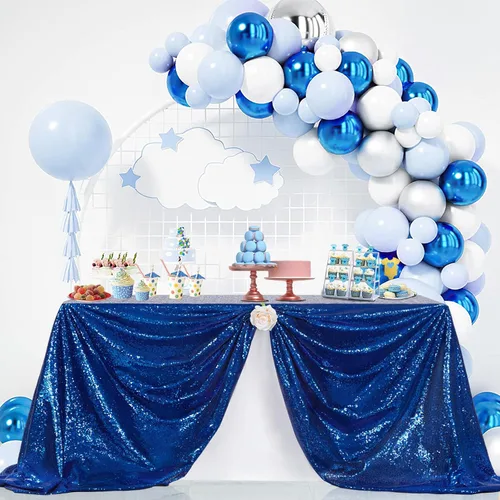Vista 52 de B-COOL Mantel de lentejuelas con brillo para mesas, color azul bebé, mantel de lentejuelas para decoración de mesas, para bodas, Navidad