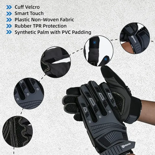 Vista 2 de ANDANDA Guantes de trabajo resistentes para hombre, guantes de trabajo antiimpacto, TPR antivibración, antideslizantes, aptos para pantalla táctil