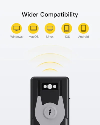 Vista 3 de Inateck Escáner de código de barras Bluetooth 1D Adaptador USB 2.4Ghz, exploración de pantalla, atajos exclusivos, BCST-43