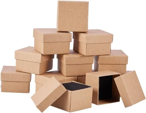 Vista 5 de NOLITOY 48 piezas de papel kraft simple almacenamiento de regalo de anillo de señoras organizador herramienta regalo decorativo collar joyería regalo