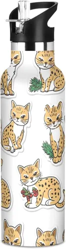 Vista 13 de Art Exotic Shorthair Cats Pink Double Wall Vacuum Insulated Bottles Water Bottles With Straws Leak-proof BPA-Free Leak Proof for Gym Sports