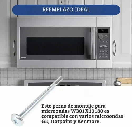 Vista 2 de KOZHOM [Actualizado] WB01X10180 - Perno de montaje para microondas GE, montaje de gabinete de microondas, perno plano (paquete de 3)