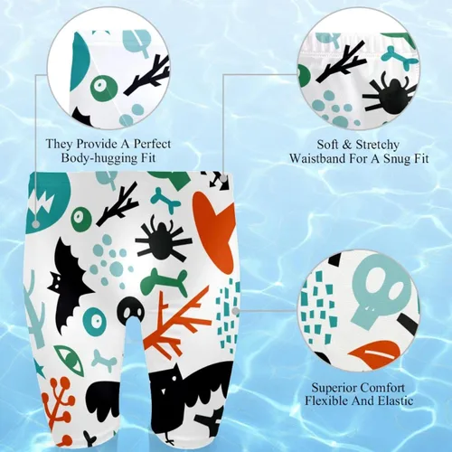 Vista 2 de Color Helloween Pattern Swimsuit Mens Swim Jammers Endurance Long Racing Training Swimsuit