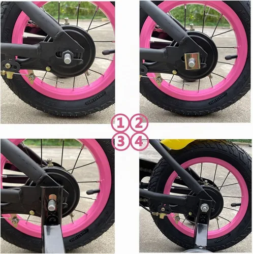 Vista 5 de Ruedas de entrenamiento para bicicleta compatibles con bicicletas de 12, 14, 16, 18, 20 pulgadas, rueda de silencio flash (negro) Thickened safety