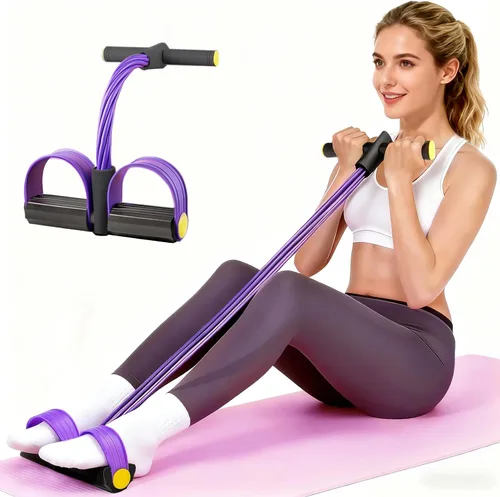 Vista 9 de Pedal Resistance Bands with Handles, Upgrade 6-Tubes Elastic Bands for Exercise, Natural Rubber Foot Pedal Resistance Bands, Multifunction Fitness