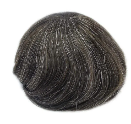 Vista 10 de Toupee para hombres, sistema de cabello gris al 20%, línea capilar invisible, color negro natural, sistema de unidad de cabello 1B20