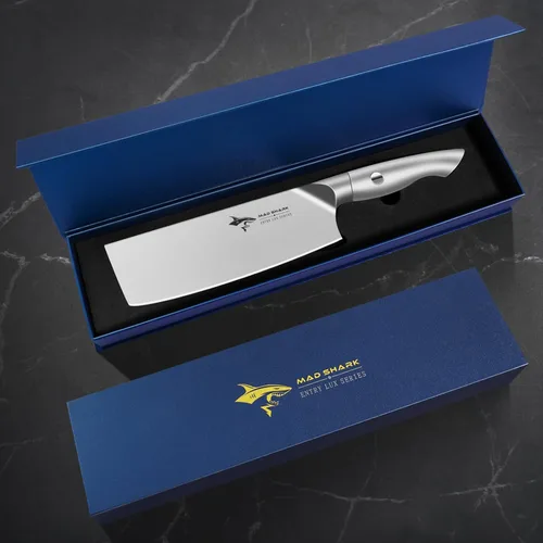 Vista 8 de MAD SHARK Cuchillo Nakiri de 7 pulgadas, cuchillo alemán ultra afilado de acero inoxidable para verduras, mango ergonómico, cuchillo de cocina