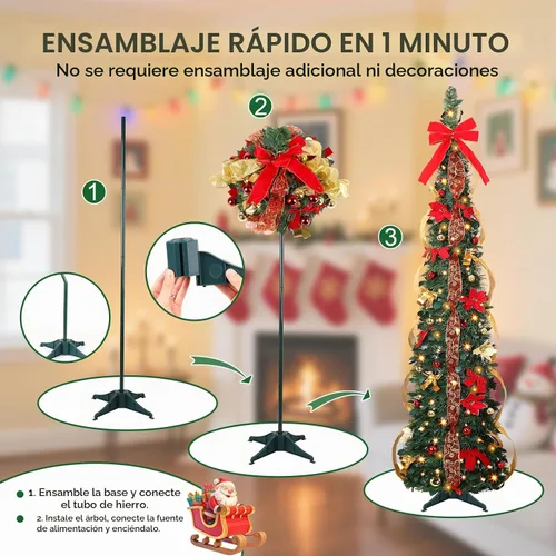 Vista 5 de Alupssuc - Árbol de Navidad desplegable de 4 pies, control remoto, luces de Árbol de Navidad artificial con luces de doble color, control remoto, 9