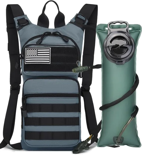 Vista 14 de Mochila de hidratación con aislamiento bolsa de agua con vejiga de 3 l de TPU, mochila táctica Molle de hidratación para senderismo, ciclismo, correr