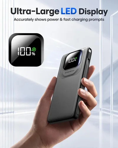 Vista 4 de Cargador portátil 10000mAh 22.5W Banco de carga rápida del Negro