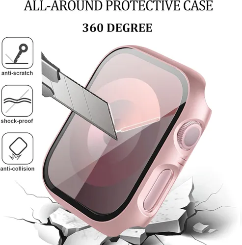 Vista 24 de 6-Pack Case with Screen Protector for Apple Watch SE3/SE2/SE/6/5/4 44mm Negro/Transparente/Rosa/Blanco/Starlight/Oro Rosa