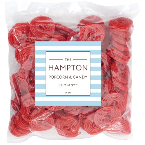 Vista 2 de Broadway Strawberry Wheels - Caramelo de regaliz, bolsa a granel de 2 libras, ruedas de regaliz rojas