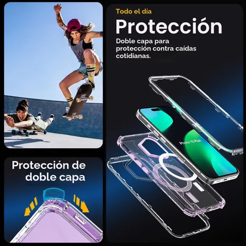 Vista 3 de AICase para iPhone 16 Plus, Funda Transparente Compatible con MagSafe, Protección contra Caídas de 3 en 1, Resistente a Prueba