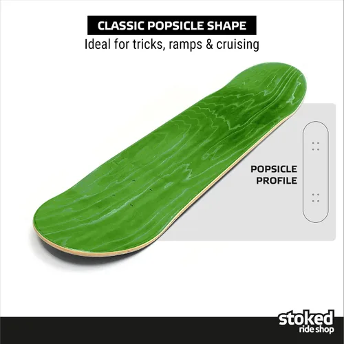 Vista 3 de Stoked Ride Shop Patineta completa – Madera de arce fabricada en Estados Unidos – Tabla de skate para adultos, niños, niñas y niños – Totalmente
