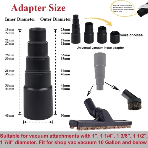 Vista 2 de Juego de accesorios para aspiradora con cepillo para piso de aspiradora, 2 accesorios para aspiradora de crin de caballo y adaptador universal
