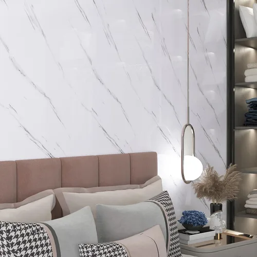 Vista 2 de LaCheery Paneles de Pared de Mármol Blanco Despegar y Pegar Papel Tapiz de Mármol para Dormitorio Panel de Pared de TV Decoración Sala de Estar