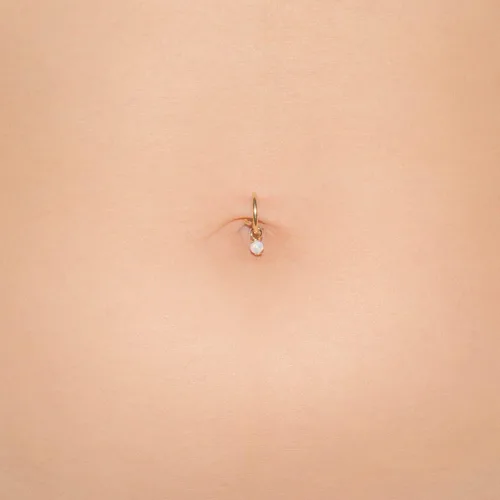 Vista 7 de Fake Belly Piercing Clip On Navel Ring Opal - No Piercing Belly Ring hoop