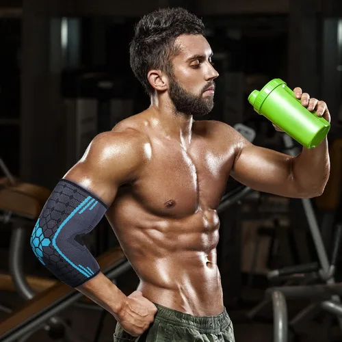 Vista 8 de Codera de compresión para codo, codera, coderas, coderas de tenista para hombres y mujeres, codo para tendinitis y codo de tenista (S, negro)