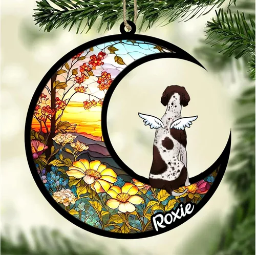 Vista 957 de LOVELYPOD Adorno de Navidad personalizado para perro Basset Hound (marrón) Basset Hound (marrón) adorno para atrapasoles de perro, razas de perros