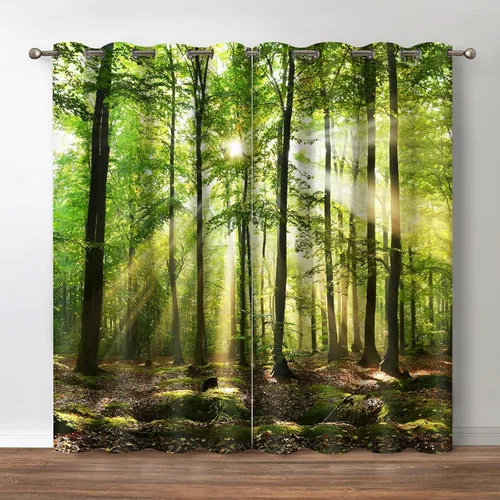 Vista 10 de Jekeno Cortinas opacas para oscurecer la habitación, con ojales, para ventana, atardecer, océano hawaiano, playa, tropical, palmera, decoración