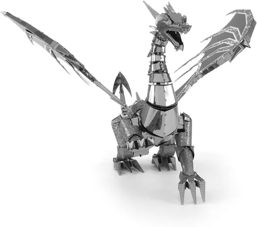 Vista 4 de Figura de dragón de plata Metal Earth IconX