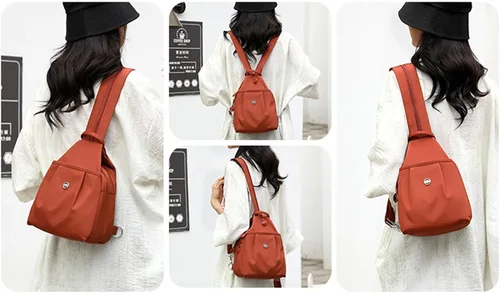 Vista 3 de Mochila convertible para mujer, impermeable, Oxford, 3 en 1, antirrobo, bolsa cruzada de viaje para viajes, Negro