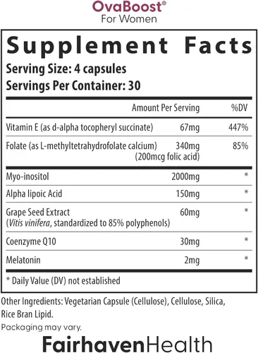Vista 3 de FertilAid para mujeres y Ovaboost Combo, suplemento de fertilidad femenina y vitamina de fertilidad natural con mio-inositol, vitex y vitaminas