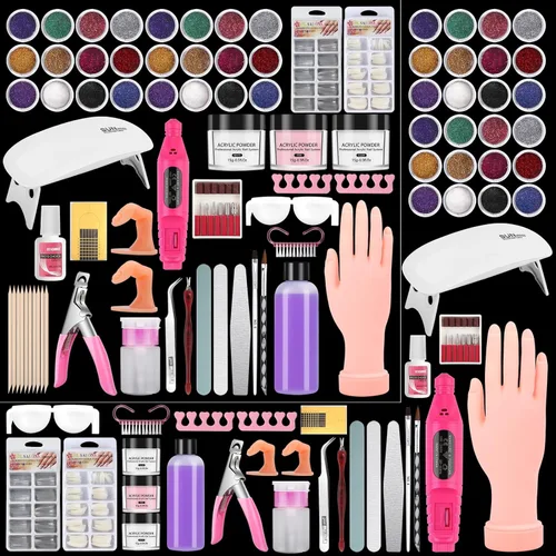 Vista 9 de Mano de práctica de uñas para kit de uñas acrílicas, mano de maniquí de uñas postizas para practicar uñas, dedo de entrenamiento de uñas con kit