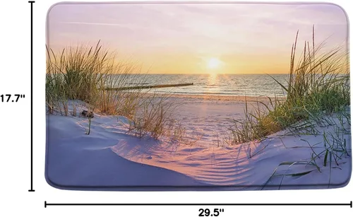 Vista 3 de Alfombra de baño de playa con océano, salida del sol, playa, puesta de sol, arena, costa, pacífico, paisaje marino, estampado de paisaje natural