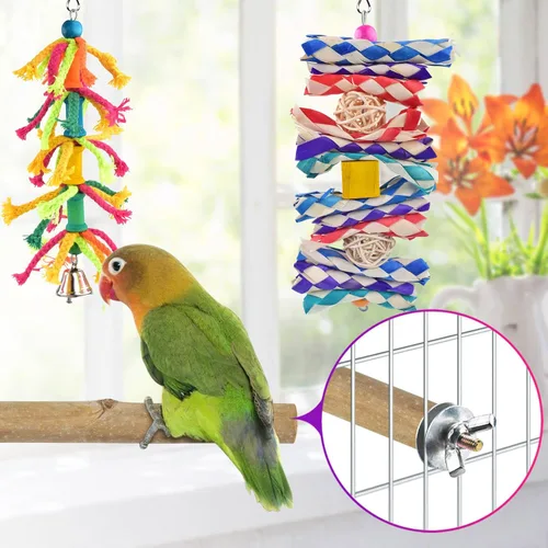 Vista 4 de KATUMO Juguetes para pájaros, periquito columpio escalera de loro cacatúa, perca, conure, campana colgante, juguetes para periquito, conure