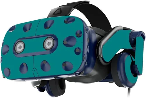 Vista 10 de MightySkins Skin compatible con los auriculares HTC VIVE Pro VR - Azul claro sólido Funda protectora de vinilo duradera y única Fácil de Azul