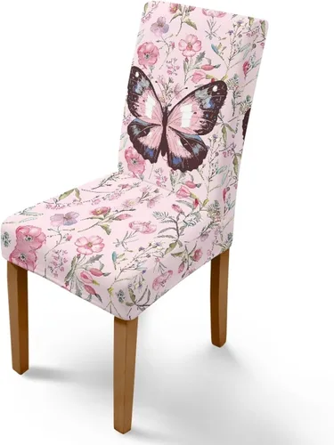 Vista 27 de Rnyleeg Juego de 1 funda para sillas de comedor con diseño de mariposa y rosa azul, elegante, suave, lavable, para cocina, hotel, ceremonia