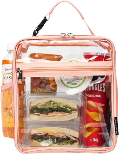Vista 9 de Lonchera transparente, reutilizable, bolsa transparente para el trabajo, picnic, control de seguridad (pequeña), color negro