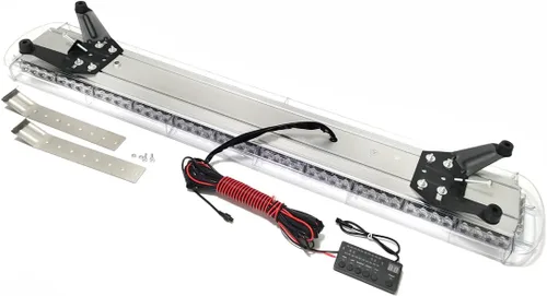 Vista 4 de CFLMYYXGS 12V-24V 44" 88 LED ámbar/luz blanca en la azotea barra de luz de advertencia de emergencia 26 patrones estroboscópicos vehículos ley