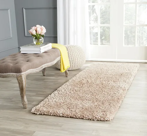 Vista 2 de SAFAVIEH Popcorn Shag Collection - Alfombra decorativa, 2 x 3 pies, beige, hecha a mano, 1.8 pulgadas de grosor, ideal para zonas de alto tráfico