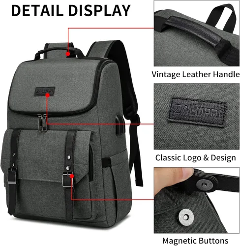 Vista 3 de Mochila de trabajo para laptop para mujeres y hombres, mochila de viaje de 15.6 pulgadas, elegante mochila para profesores, mochila casual
