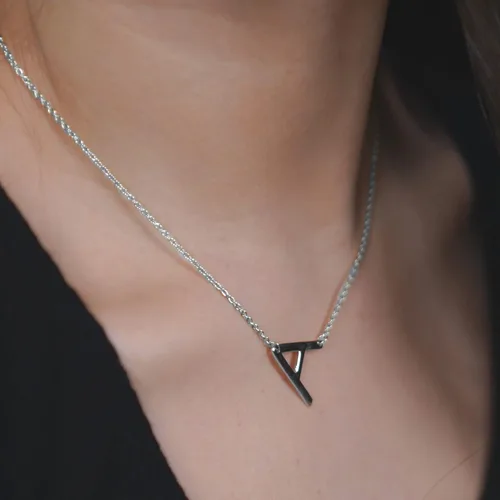 Vista 3 de Sterling Silver Sideways Initial Necklace - Initial Necklaces for Women - Letter Necklace for Women - Initial Necklace - Letter Necklace - Initial