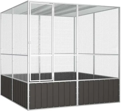 Vista 8 de vidaXL Jaula para pájaros gris 43.7"x42.1"x83.3" acero galvanizado