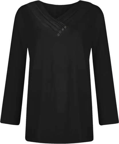 Vista 3 de Womens Tops Button Long Sleeve Shirt Oversized Tshirts Cute Blouses Dressy Casual Basic Tees Loose Fit Tunic