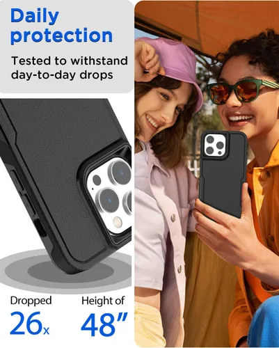 Vista 4 de AICase Funda para iPhone 14 Pro Max con protector de pantalla de vidrio + lente de cámara, resistente protección contra caídas, cuerpo completo