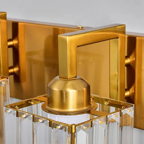Vista 6 de Moderna lámpara de cristal para pared/tocador de baño, de 5 luces, color cromo Oro torcido