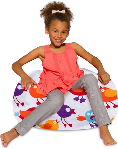 Vista 28 de Posh Beanbags - Sillón puff XL, 48 pulgadas, tela de lona para colorear - Mundo divertido Azul Rey Sólido