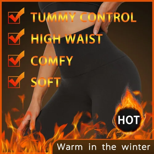 Vista 2 de Diu Life Leggings con forro polar para mujer, con control térmico de abdomen, cintura alta, pantalones de yoga para adelgazar el invierno, mallas