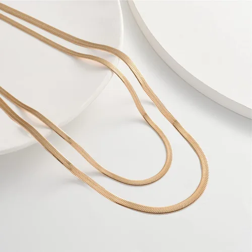 Vista 2 de YANODA Collar de espiga para mujer, collares de oro de 14 quilates para mujer, delicado collar de oro en capas para mujer, collar de cadena